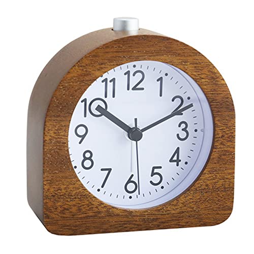 Disttocate Reloj despertador retro de madera con dial y luz de alarma silencioso, con función de repetición A