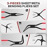 BILITOOLS 3-Piece Outils en tôle de couture à la main, ensemble de pinces à cintrer en tôle, 45° & 90° Acier au carbone durci par l'outil Bender 60 Mâchoires en mm, poignée antidérapante, pour plateau en zinc et acier