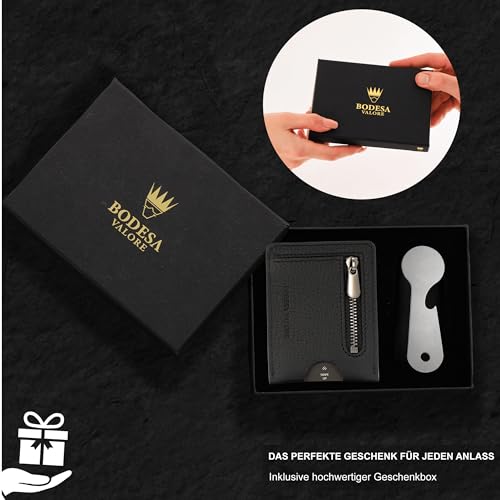 Bodesa Valore Portefeuille fin de qualité supérieure avec compartiment à monnaie - En cuir véritable - Protection RFID - Porte-cartes pour hommes et femmes - Petit portefeuille pour homme et femme, – vue 6