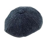 Glen Appin of Scotland Limited 100% Harris Tweed Shelby Cap Assorted Sizes Mens Head Accessories (US, Alpha, Large, Navy)