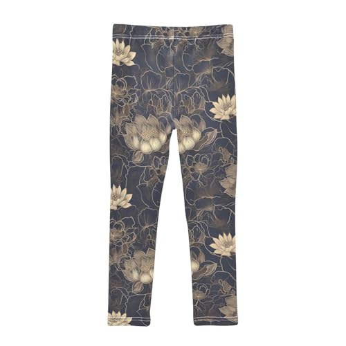 KLL Luxurious Gold Flower Flowers Little Girls Cotton Pants Fashion High Waisted Yoga Pants Exercise2