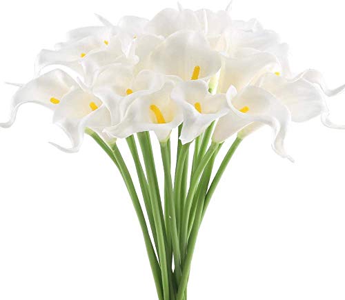 Eight Space 10 Stück künstliche Calla-Lilien, Unechte Blumen,Künstliche Deko Blumen Kunstpflanze Calla Hochzeit Tisch Home Party Dekoration DIY (Weiß) Cover