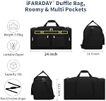 IFARADAY 55L Sac à bandoulière pour le voyage, 24 inch, Noir, Multi poche, Week-end de nuit Gym Sports Camping