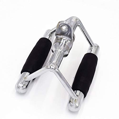 Yuhqc Lat Pull Down Bar, Strength Training Deluxe Single Double D Handle Tricep Rope, V-Shaped Rotating Straight Press Down Bar For Weight Workout, Cable Machine Accessories #TOP5