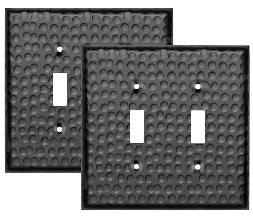 Image of Monarch Abode 2-Gang Toggle Wall Plate, Hand Hammered Metal Switch Wall Plate, Decorative Light Switch Cover Plate for Electrical Outlet, Matte Black