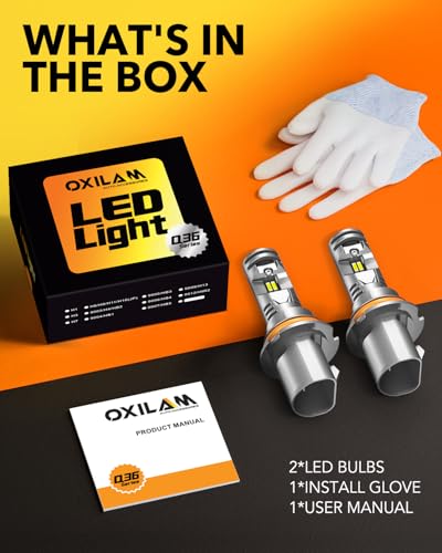 Image of OXILAM 9007 LED Bulbs, 10X Ultra-Brighter Than Halogen, 1:1 Halogen Size 9007 Fog Lights, Wireless Plug and Play, 20 Years Lifespan, No Flicker, 99% Compatibility, Pack of 2