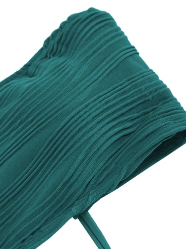 Image of ZAFUL Women Strapless Textured Bandeau Bikini 2 Piece Swimwear Cheeky Solid Lace up Bathing Suits