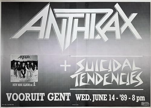 Grande Affiche Anthrax 1989 Suicidal Tendencies Impression Haute Définition