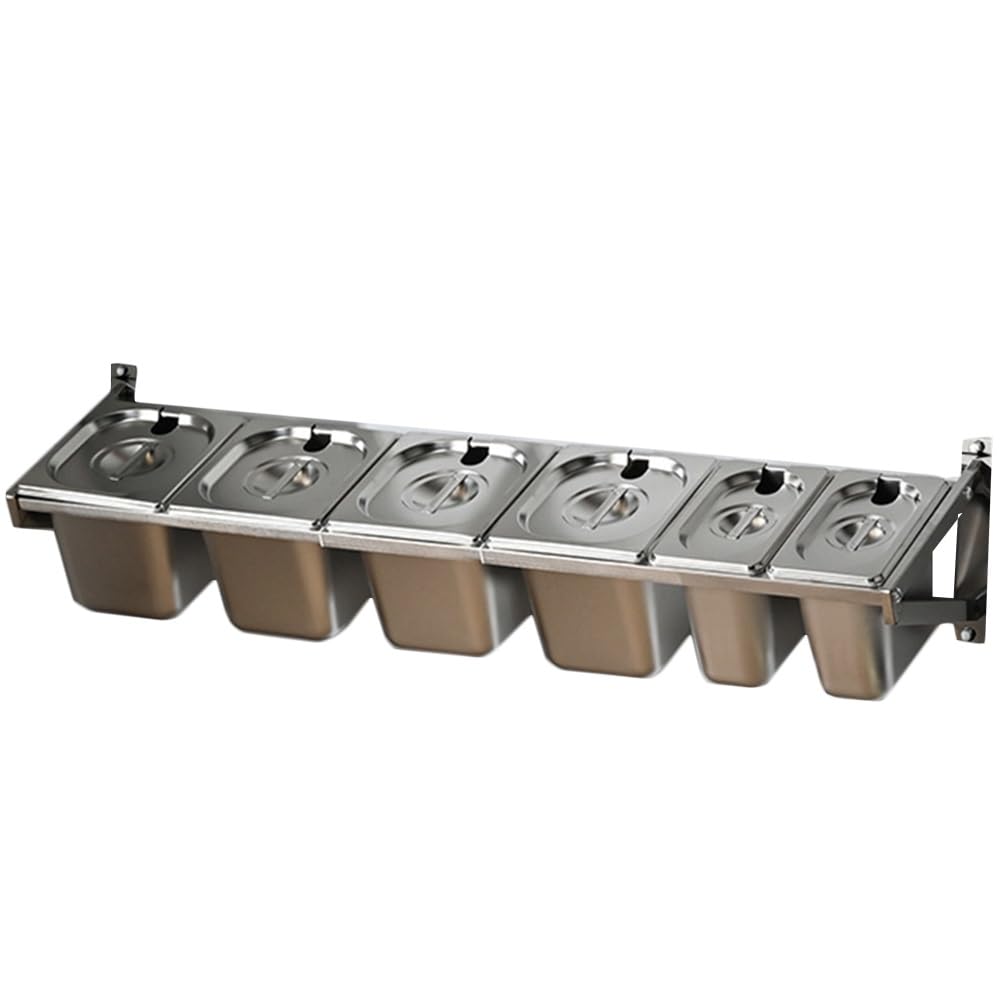 WDSOPK 8 Pans Stainless Steel Wall Mount Spice Rack Depth 4IN,Multiple Retractable Compartments Organizer Holder With Cover Kit,Countertop Storage Seasoning Box (35.8X8.7X7IN2PCS)