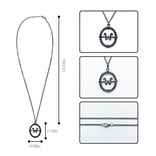 Fun-Plus Wednesday Addams Costume Necklace for Halloween Cosplay, Party, Birthday - Letter W Decorations Favors for Women2