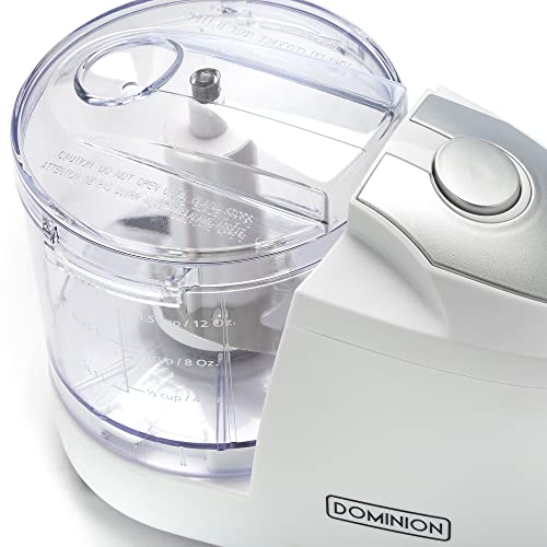 Dominion 1.5 Cup - Electric Mini Food Chopper - Vegetable & Fruit Cutter - Premium Stainless Steel Blades With Safety Lock Cover - One Step/Touch Button - Non-Skid Rubber Feet - White #TOP2