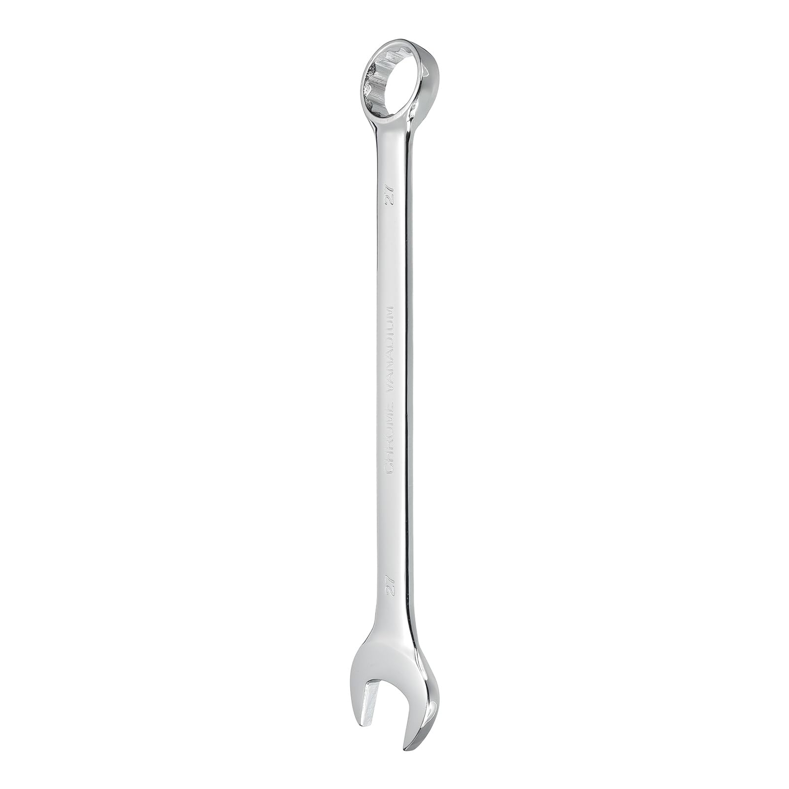 sourcing map Combination Wrench 27mm Metric 12-Point Box and Open End CR-V Steel Double Ended Spanner Tool for Automotive Pipe Furniture Machinery DIY Repair, Silver White
