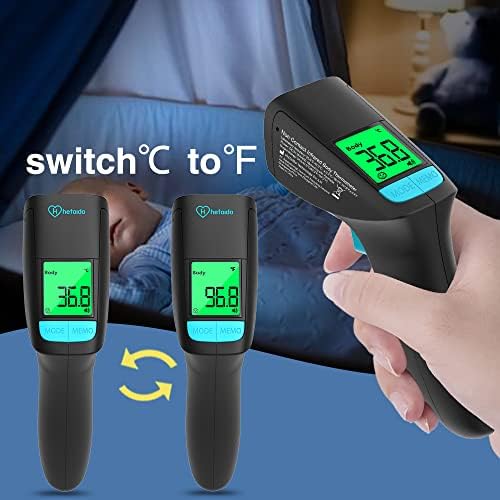 Infrared Forehead Thermometer, Non Contact Digital Thermometer for Adults Children Kids with 2 in 1 Body Surface Mode, 3 Colors Backlight Fever Alarm, Body Temperature Thermometer - Black