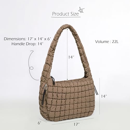 Image of ODODOS Quilted Carryall Tote Bag for Women Crossbody Hobo Lightweight Padding Shoulder Bag