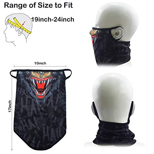 Bnkibn Bandana Face Mask With Ear Loops Neck Gaiter Face Cover Scarf For Men Women For Sun Dust Wind (0120) #TOP4