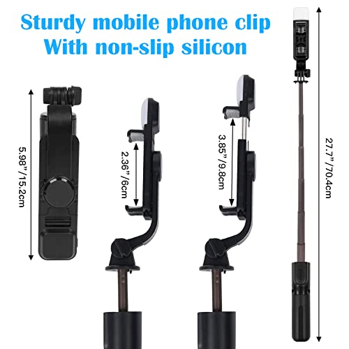 Mini Selfie Stick, 27.7 Inch Extendable Phone Tripod With Wireless Remote, Led Fill Lights, Stable And Firm Travel Tripod, For Selfies, Video, Compatible With Iphone & Android Smart Phone (Black Mini) #TOP1