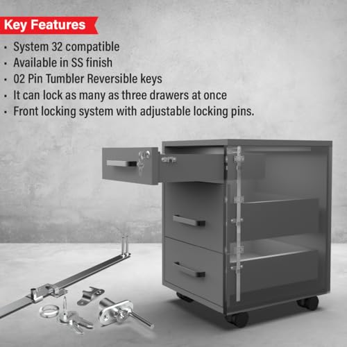 Image of Link Pedestal Lock 480MM - Heavy-Duty Combination Drawer Lock with Multi-Drawer Function | Secure Storage Solution for Home, Office Pedestals, Lockers & Cabinets | Durable Metal Construction