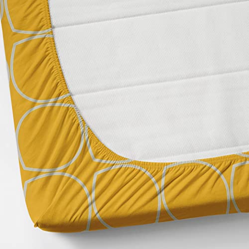 Image of Fitzy 280 TC Fitted bedsheet King Size, Elastic bedsheet, 72x78 inches + 10 inches Drop, with 2 Pillow Covers (Fitzy-FB-YellowChecks, 72 inch x 78 inch)