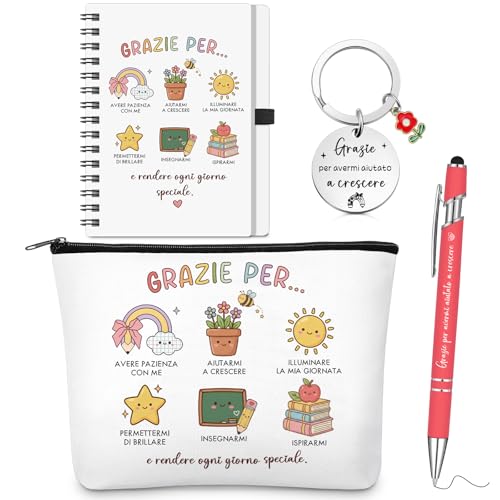 BBTO 4 Pezzi Set Regali per Maestra 1 Portachiavi di