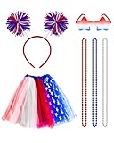 Dkomekii 6 Pack 4th of July Tutu Set for Women Red White and Blue Stars Skirts Patriotic Tutus Independence Day Party Skirt