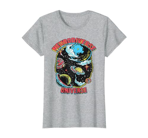 Neurodiverse Universe Neurodiversity Embrace ADHD Autism ASD T-Shirt, Women, Heather Grey, Small
