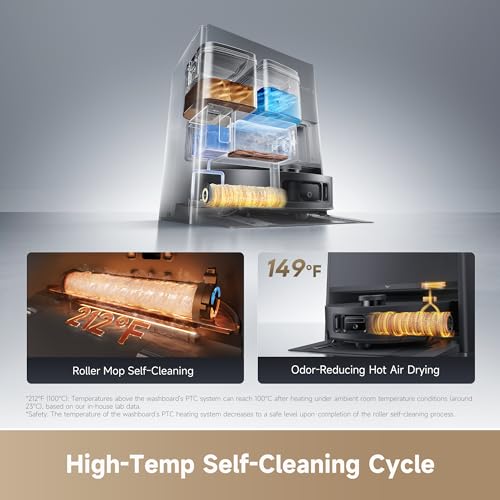 Image of DREAME Aqua10 Roller AE Robot Vacuum, Roller Mop Fresh Water Mopping, Carpet-Safe Roller Guard, Auto-Empty, 30,000Pa Suction, 212℉ Hot Water Mop Washing, Hot Air Drying, 100% Detangling, Voice Control