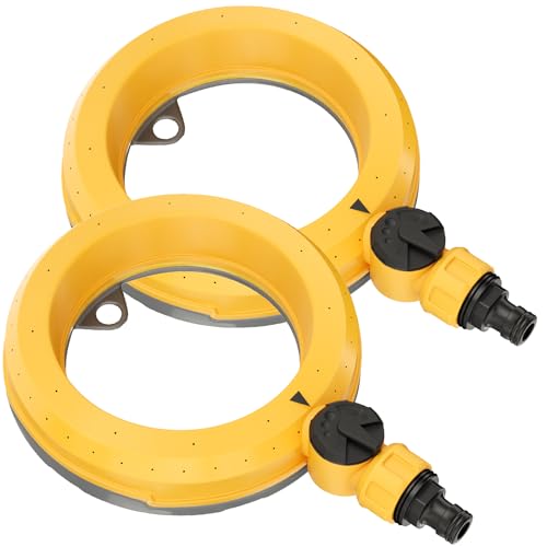 FANHAO 2 Paquetes de Aspersores de Césped con Base de Anilla, Aspersor Automático de Agua de Jardín para Áreas Pequeñas y Medianas, Aspersor Redondo de 360 Grados para Riego de Césped y Patio