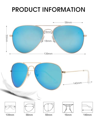 Image of Joox Aviator Sunglasses for Men Women,Polarized UV 400 Protection Lens with Metal Pilot Frame Unisex