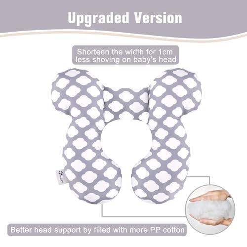 Image of vocheer Baby Travel Pillow(Upgraded), Head and Neck Support Pillow for Pushchair, Car Seat,Stroller, Bouncer, Cotton(White Cloud)