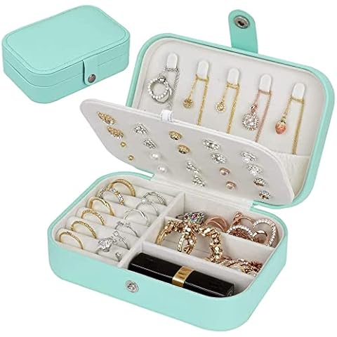 homchen Travel Jewelry Organiser Cases, Jewelry Storage Box for Necklace, Earrings, Rings, Bracelet (Box-TBlue) Cover