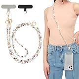 EspZanthic Lanière de Téléphone avec Dragonne, Bling Cordon Universel pour Portable, Tour de Cou Smartphone Sangle Attache, Sangle Téléphone en Bandoulière x 1, Dragonne x1,Patch x2