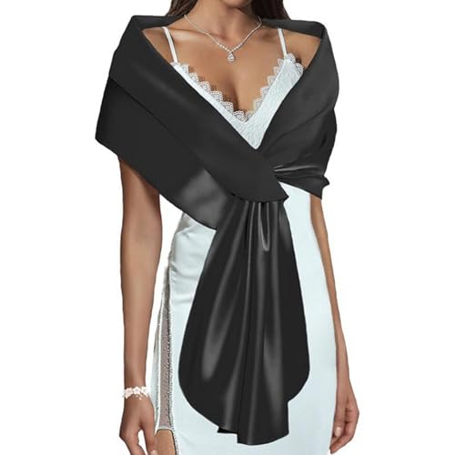 Écharpe en satin brodée main accessoire mariée léger et étole chic blanche