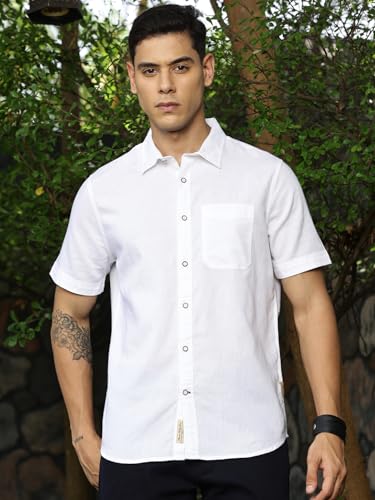 Image of Thomas Scott Men's | Solid | Half Sleeve | Regular Fit | Premium Irish Linen | Spread Collar | Casual Shirt