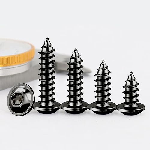 Drenky Holzschrauben Torx Schwarz,M4x30mm Blechschrauben Edelstahl Rostfrei A2 V2A 50 Stück Selbstschneidende Schrauben Schwarz Tellerkopfschrauben Vollgewinde
