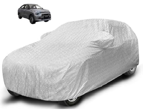 Image of Auto Hub Waterproof Car Cover Compatible with Citroen Basalt with Mirror Pocket, Soft Cotton Lining, Waterproof Basalt Car Cover- Metallic Silver