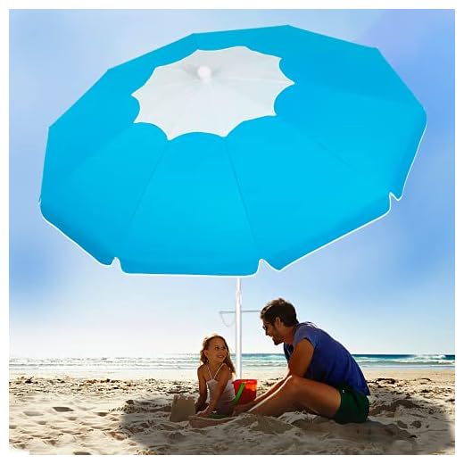 Beach Umbrella with Sand Anchor, Outdoor Portable Beach Umbrella for Sand with Adjustable Tilt Aluminum Pole,6.5ft Travel Wind Resisitance Umbrella with Carry Bag for Beach Patio Outside Picnic