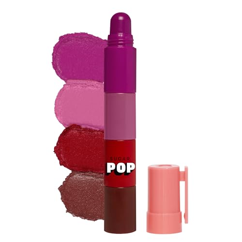 SUGAR POP 4 in 1 Lip Twist | Multi-use Stackable Lipsticks for Women | Enriched with Castor Oil | Satin Matte Hydrating Formula | 6.4gm – 01 Classic