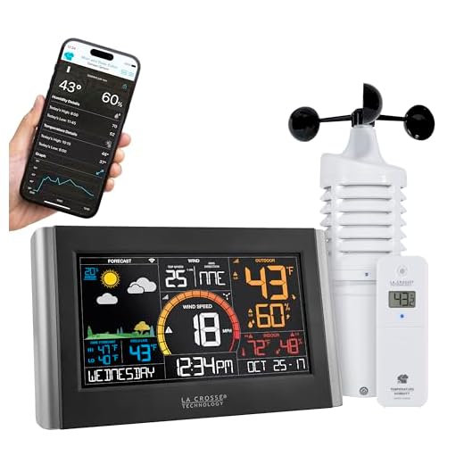La Crosse Technology Wireless Weather Station with WiFi Connectivity, Dynamic Forecast, Wind Speed and Alerts, Temperature/Humidity - NWS Forecast, Long Range Transmission (400 Feet)