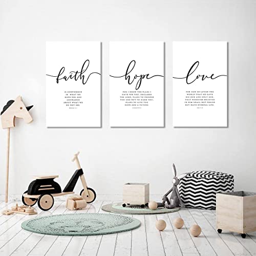 Scripture Quote Hebrews 11 Poster And Prints Faith Hope Love Bible Verse Wall Art Canvas Framed Painting Artwork 3 Pieces Home Decoration For Living Room Christian Bedroom #TOP1