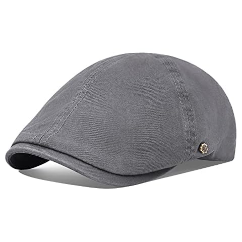 VOBOOM Cotton Flat Cap Cabbie Hat Gatsby Ivy Cap Irish Hunting Hat Newsboy (Dark Grey) Cover