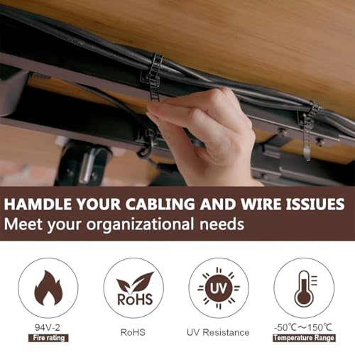 20 Piezas Ataduras Adhesivas para Cables Bajo Escritorio Organizadoras de Cables para TV, PC, Laptop, Ethernet, Escritorio, Pequeñas miniatura 2