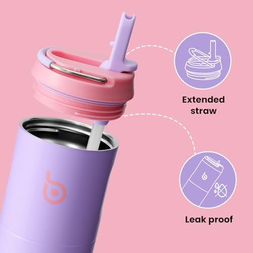 Insulated Water Bottle 700ml (24oz) with Straw, Lid and Handle, Stainless Steel Sports Travel Gym Bottle - Image 3