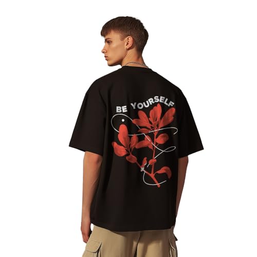 Image of Nobero Men's Oversized Graphic T-Shirt for Men | Soft Cotton | Drop Shoulder Relaxed Fit | Printed Casual Tshirt for Men