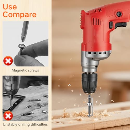 Image of Serplex 2PCS Spring-Loaded Screw Holder Bit, 1 /4 inch Hex Shank Steel Screw Holding Attachment for Drill & Screwdriver, Adjustable Grip for Wood & Self-Tapping Screws, Precision Alignment Tool for Tight
