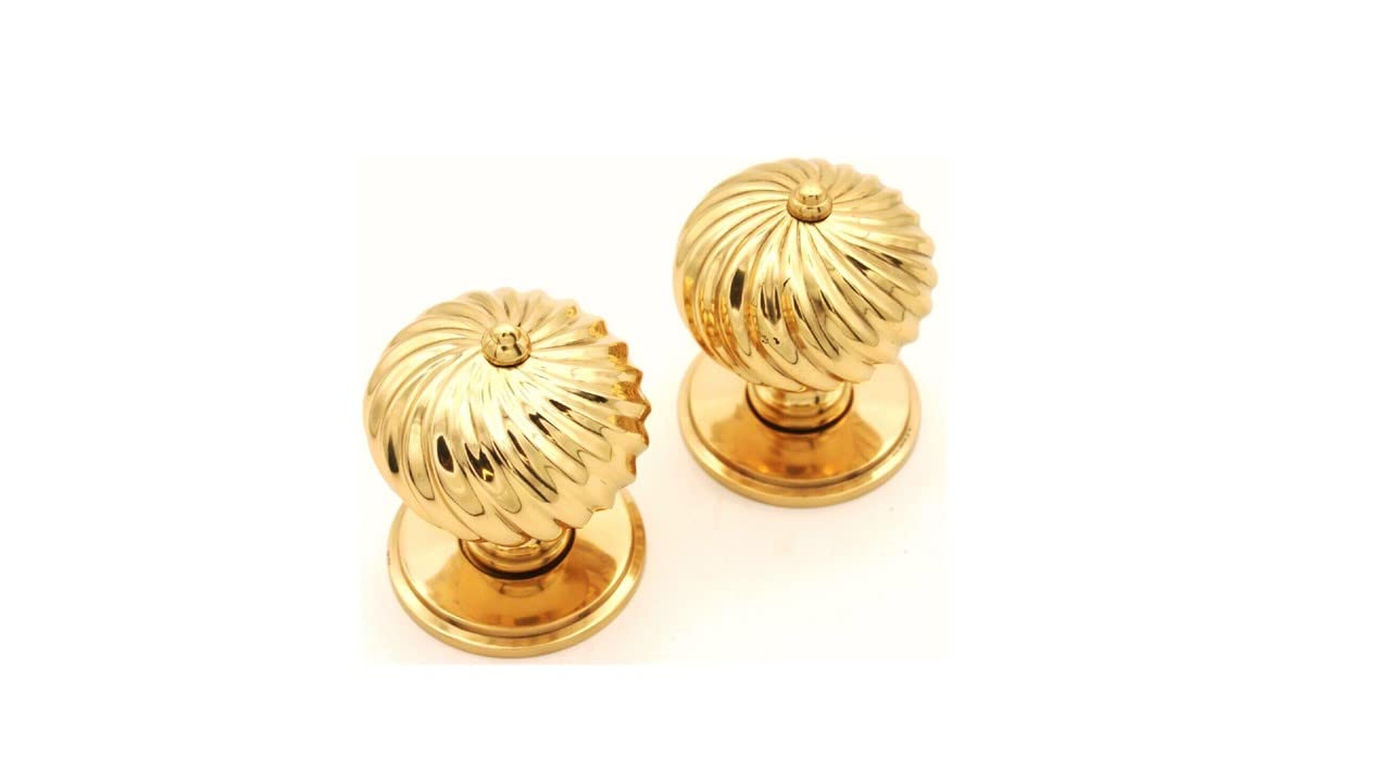 Coppia di manopole tradizionali a spirale a 2 gradini, 60 mm, finitura ottone lucido