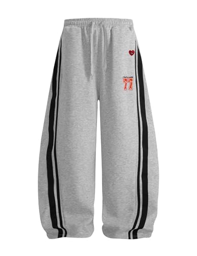 Image of Aelfric Eden Barrel Sweatpants for Mens Side Striped Drawstring Elastic Waisted Wide Leg Lounge Pants with Pockets