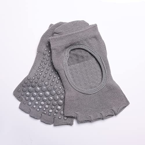 Image of Yoga Pilates Toe Socks Toeless Socks with Grips for Women Non Slip Cushioned Low Cut Ankle Socks for Dance
