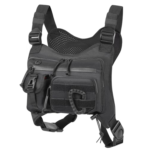 PRONTERA Workout Chest Bag for Man, Multi-functional Chest Rig Pack for Running, Hiking, Cycling, Skiing, Workout and Outdoor Sports