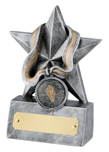 SilverTrophy: Star Medal Award - Well Done Competition Winner Champion Celebrate Success Corporate Achievement School Kids Party Motivation Race Winner Participation Sports Hero.