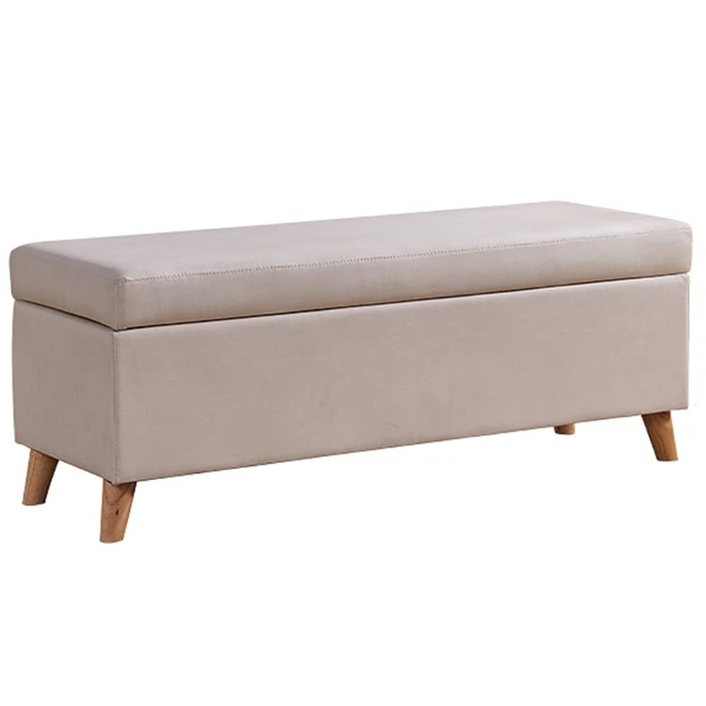 Pouf de rangement pliable 120cm en tissu technologique et bois